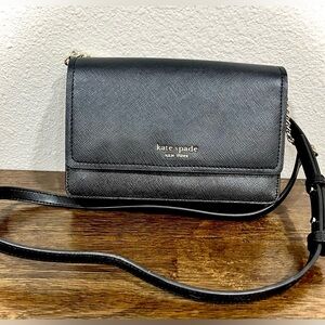 Kate Spade NY Spencer Flap Leather Chain Wallet - Black